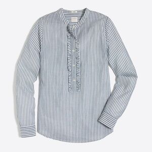 J. Crew Ruffle-Front Striped Popover Shirt Size XS